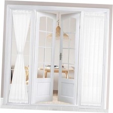 Non-See-Through French Door Curtains Set of 2 26"W x 80"L Pack of 2 White