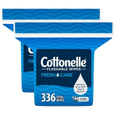 Cottonelle Fresh Care Flushable Wet Wipes, Adult 1 Count (Pack of 336), White 