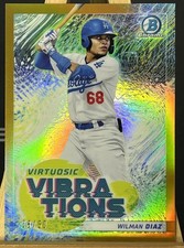 Wilman Diaz 2022 Bowman Chrome GOLD Refractor VIBRATIONS Dodgers #'D/50