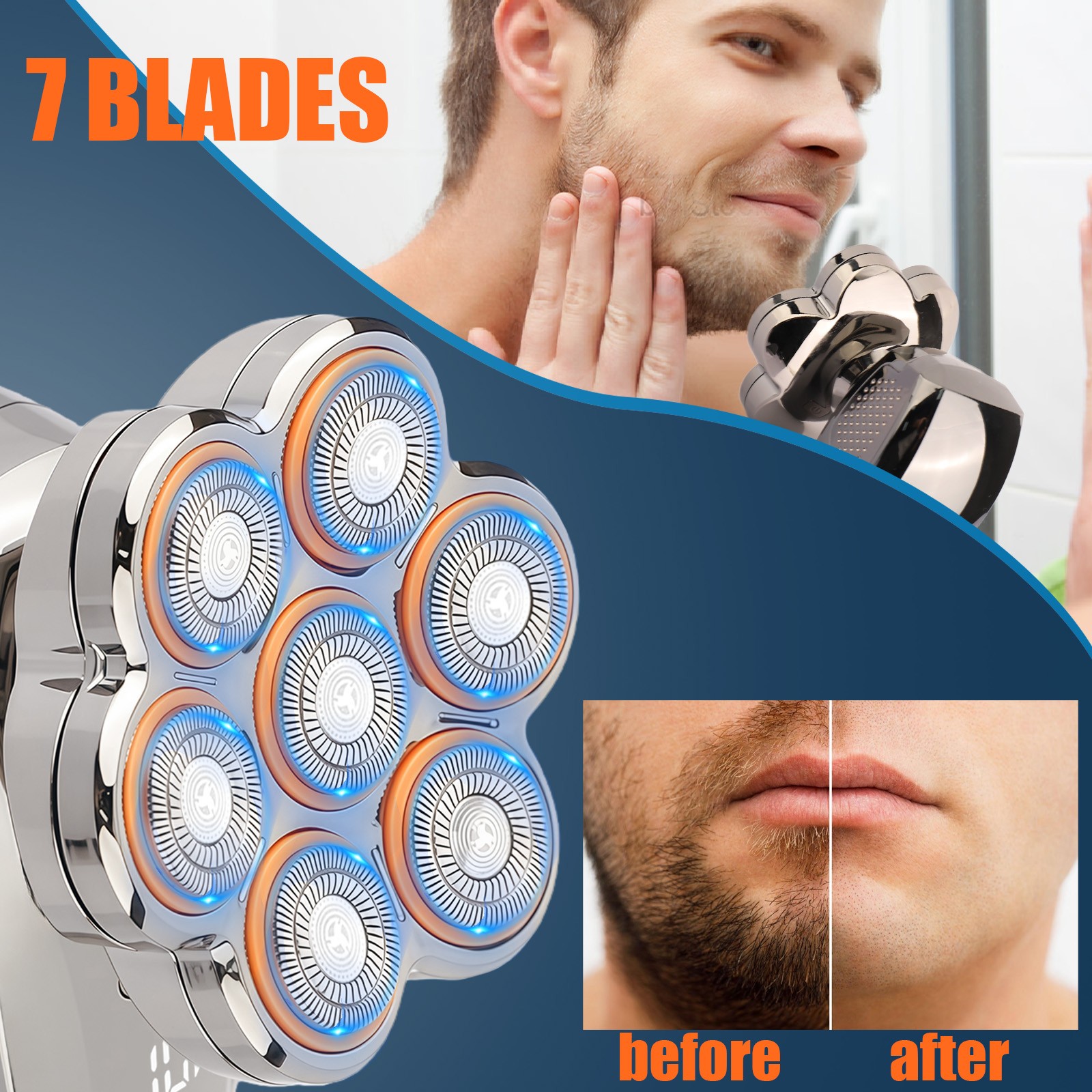 Orange Rotating Shaver for Men-Smooth Comfortable Shave Ideal for Daily Grooming