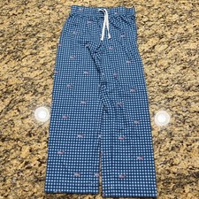Vineyard Vines Boys Blue Gingham American Flag Whale Pajama Pants Size S 8-10