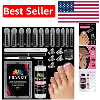 120PCS Clear Poly Gel Toenail Forms Set with Slip Solution for Perfect Nails