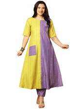 Gosriki Women'S Rayon Blend Anarkali Printed Kurta With Pant (Manohar Multi-V...