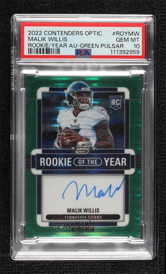 Malik Willis Panini Contenders Optic Rookie of the Year Contenders Autographs #ROYMW Green Pulsar