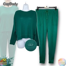 NWT GapBody Womens M 2-Pc Long Sleeve Jogger Pajama Set G1038XLLMA, Alpine Green