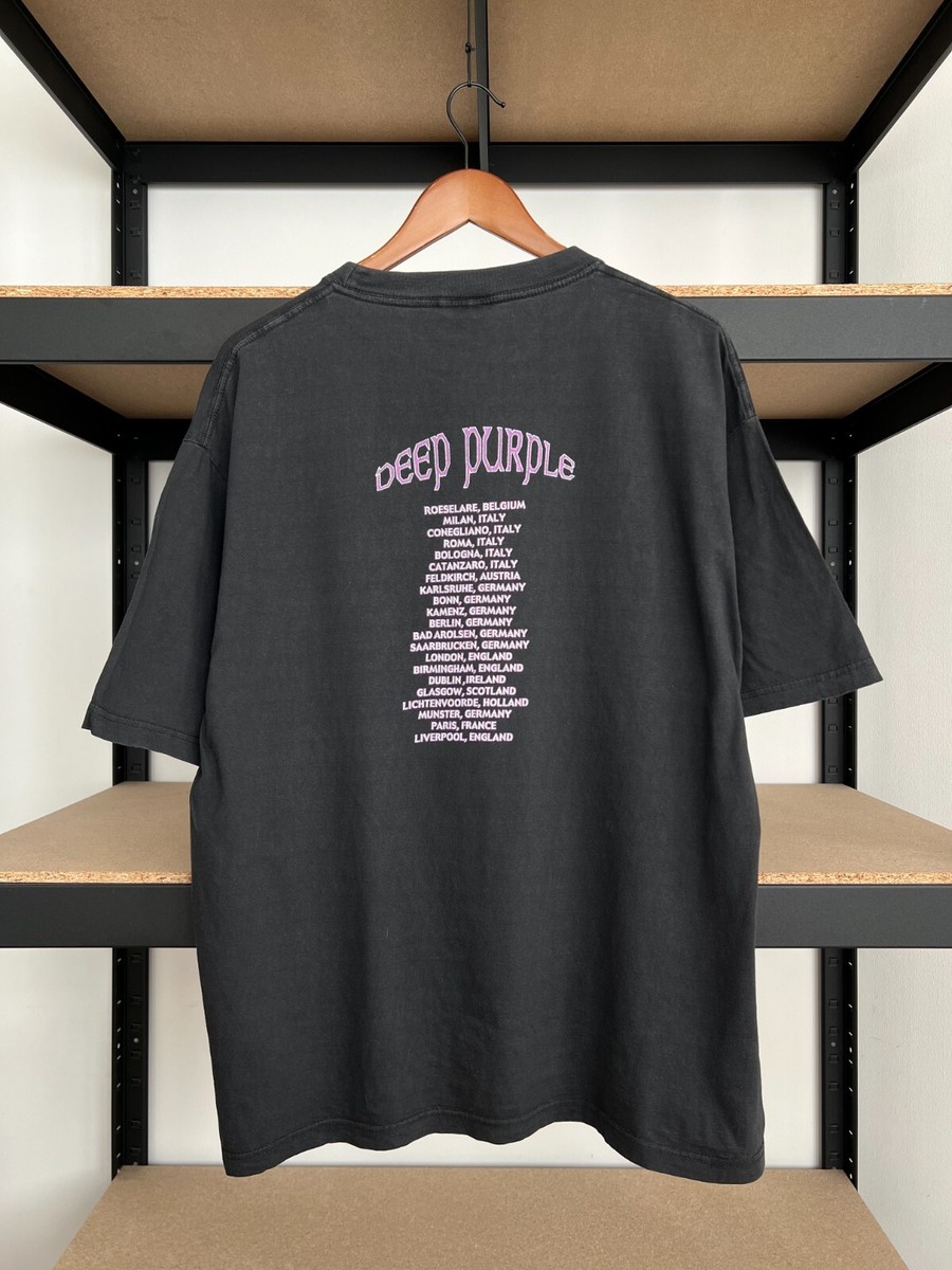 Vintage 90s Deep Purple DP Tour Faded Black T-shirt Sz L | eBay