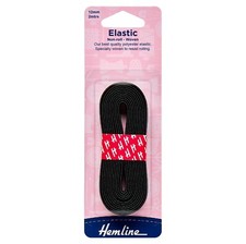 Gewebter Vliesgummi: schwarz - 2 m x 12 mm - am Saum - H631.12