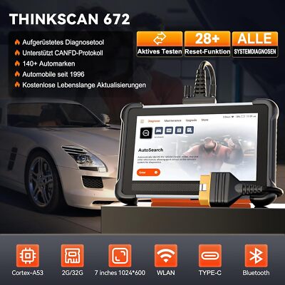 2026 ThinkScan 672 Profi OBD2 KFZ Diagnosegerät ALLE System 28 Reset-Funktion DE