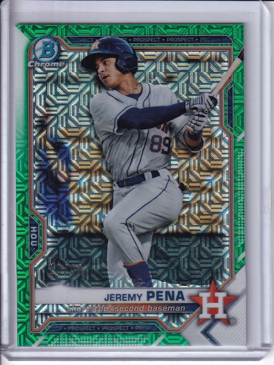 2021 Bowman Chrome #BCP-190 JEREMY PENA /99 GREEN Mojo Mega Box Refractor