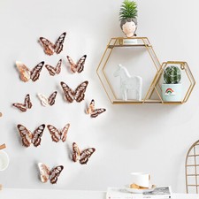 12 pcs 3d cute rose gold butterfly wall decor, party, wedding, diy