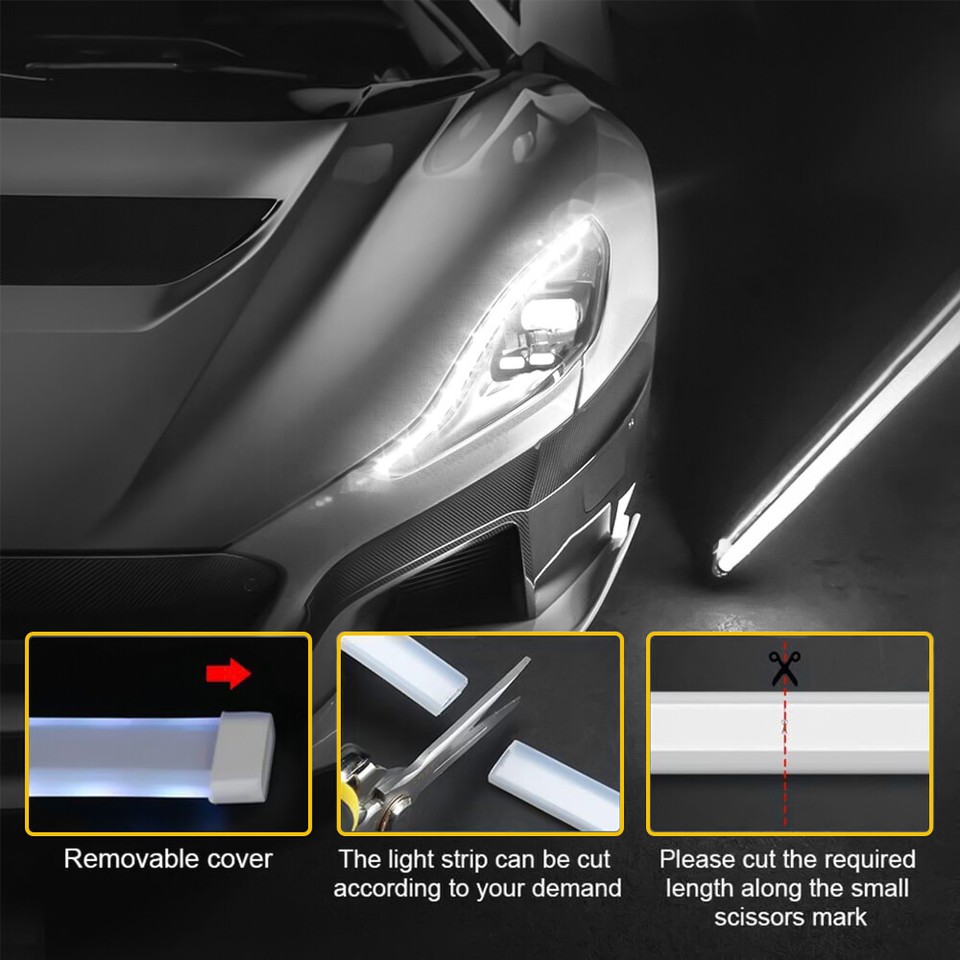 2SET LED Daytime Running Light Strip Car LED Hood Waterproof Engine