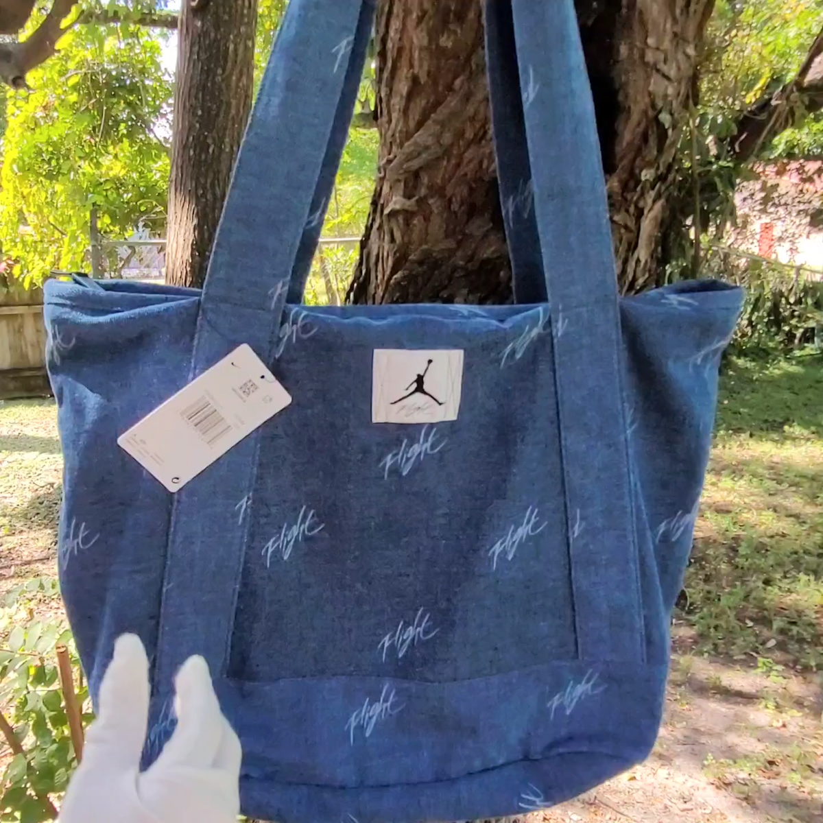 Nike Air Jordan Jump Flight Blue Denim Tote Travel Shopping Bag