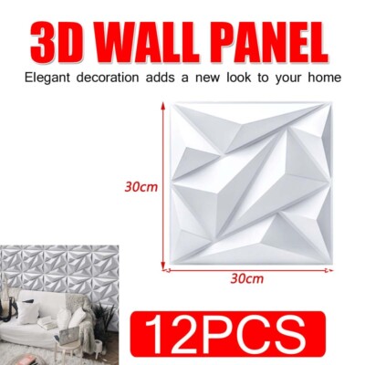 12pcs 3D Wall Panel Decorative Wall Ceiling Tiles Cladding Wallpaper Waterproof