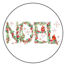 12 Christmas Stickers Favors Labels tags Noel 2.5" Cardinals Snowflakes