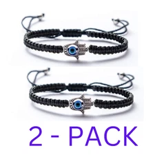 (2Pack) Red Bracelet Evil Eye Protection Good Luck Hamsa - Eye Turkish - 7 Knots