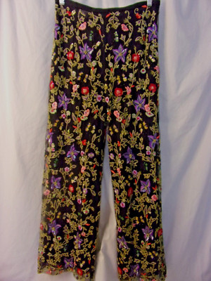 Girogio Armani Multi color Floral Silk Pants Size 42 Straight Leg Beautiful VGC