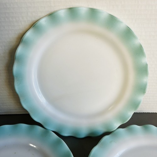 Vintage Hazel Atlas Crinoline Lot of 3 Salad Plates Turquoise Blue 9" - Picture 4 of 6