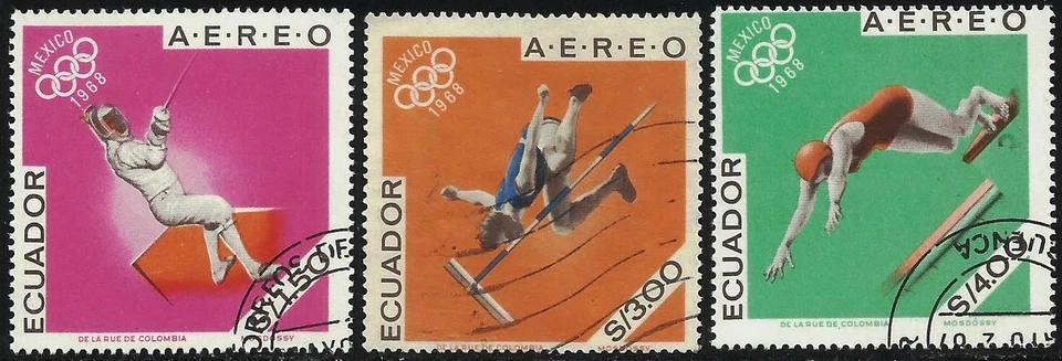 Équateur A- 469/71 1967 Aérien Jeux Olympiques De Mexico Olympic Games Usagés - Photo 1/1