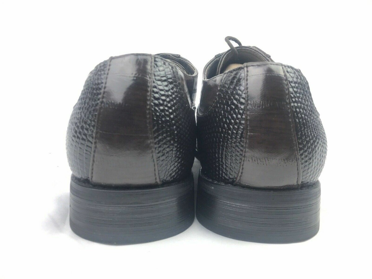 Viotti 1213-008 Mens Dress Shoes Size 8.5 Beige Black Croc Print Lace Up A. Testoni Italy Mens 9D Dress Shoes Beige Brown Canvas  main image 2