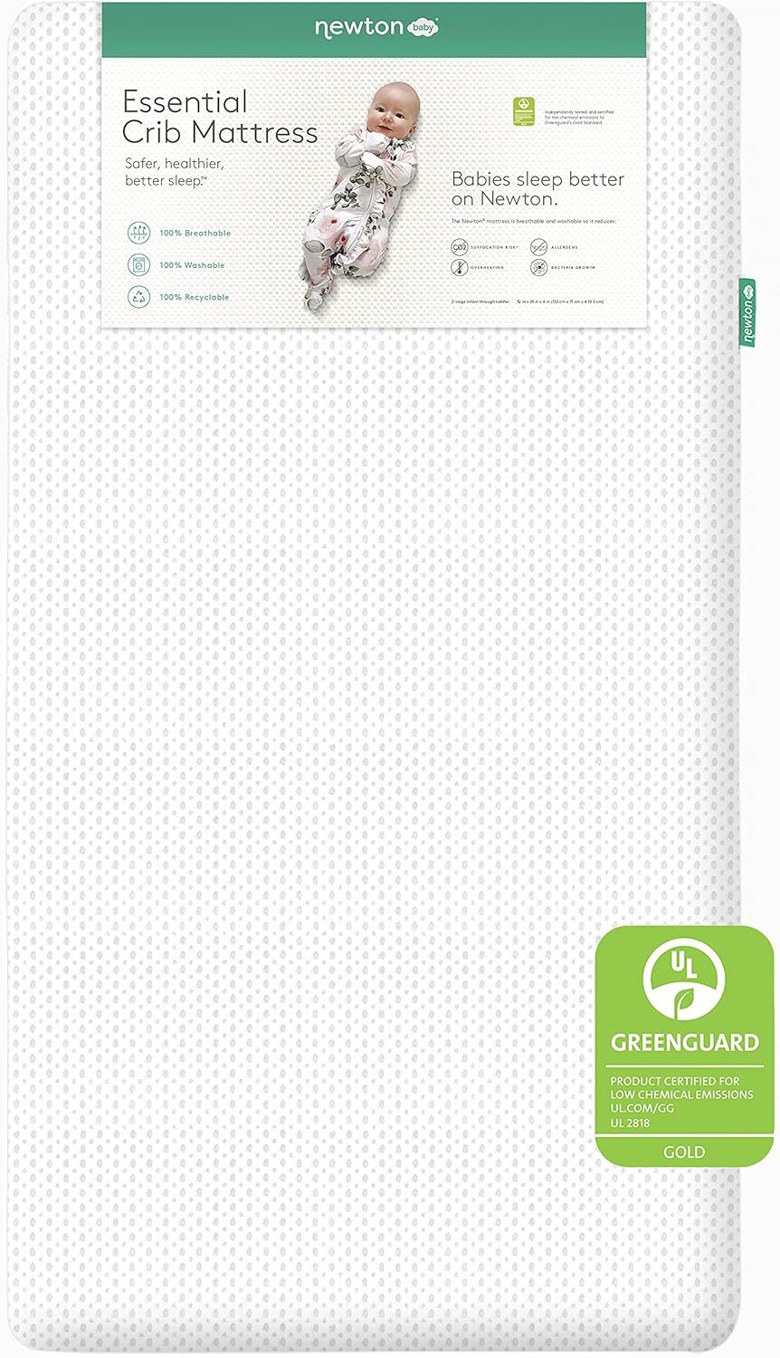 Newton Baby Essential Crib Mattress | Baby Mattress for Crib, Dual- 100% White