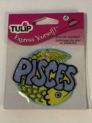 Tulip Express Yourself Iron on Embroidered Patch Pisces Zodiac Sign Pack of 1