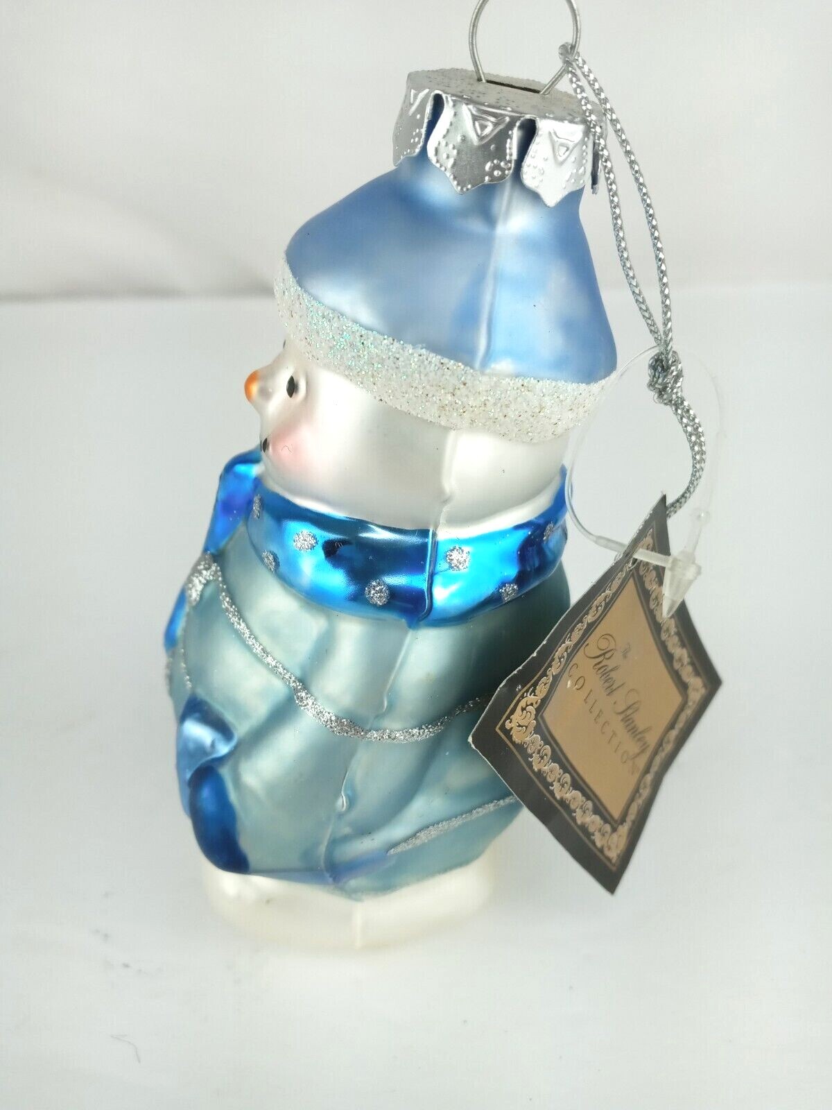 Robert Stanley Home Collection Glass Blue Snowman Christmas Ornament