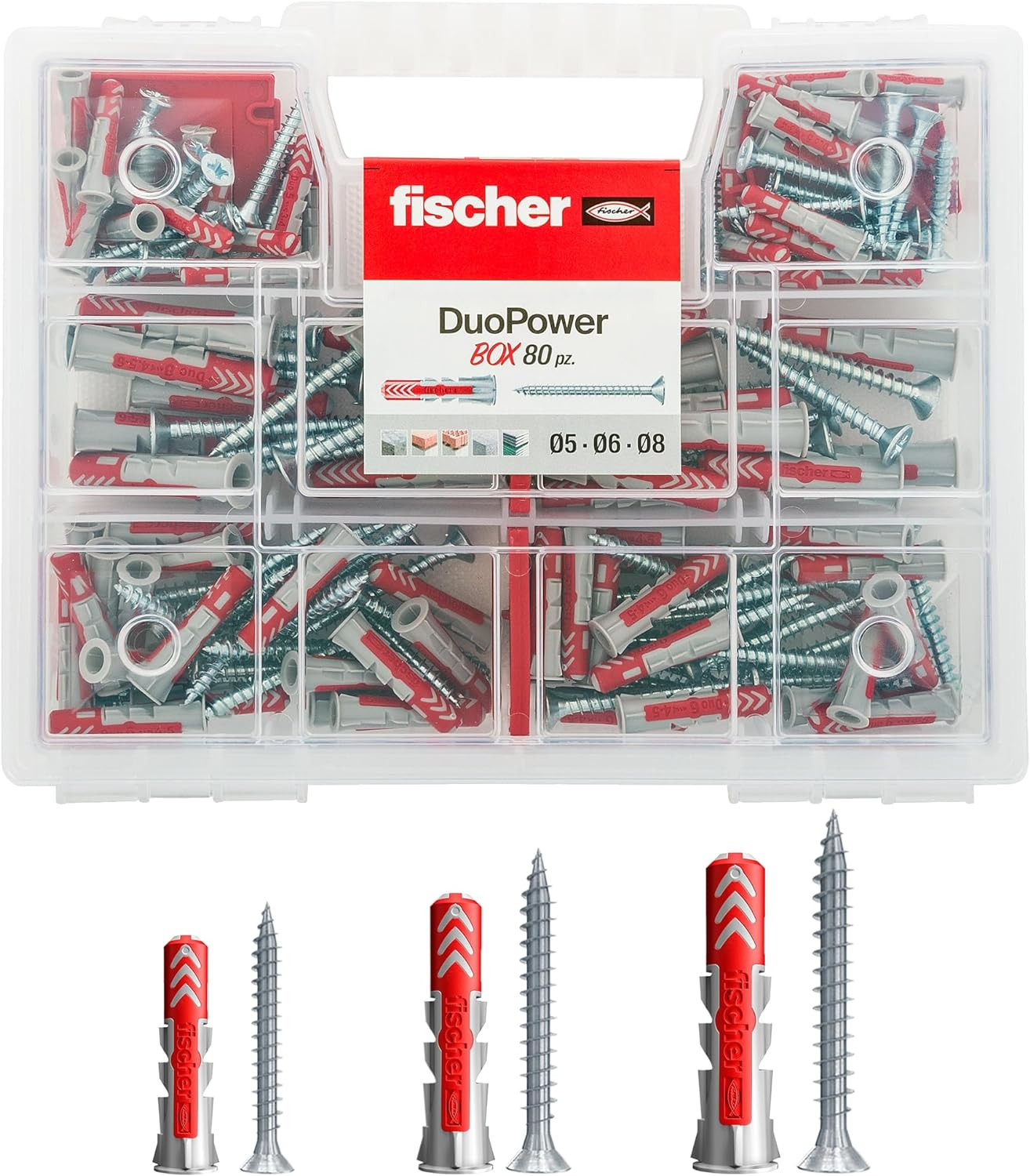 Fischer 544546 Duopower Universal Dowels Kit with Screw, ?Transparent
