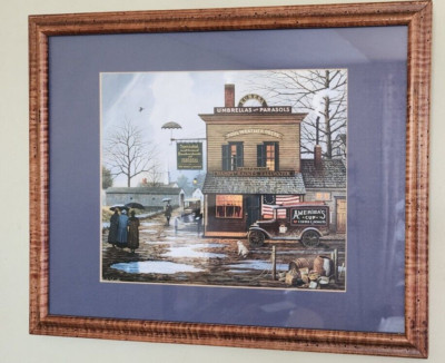 Print of Eureka, CA during 1929 period covered bridge americana 16''x19.5'' Framed