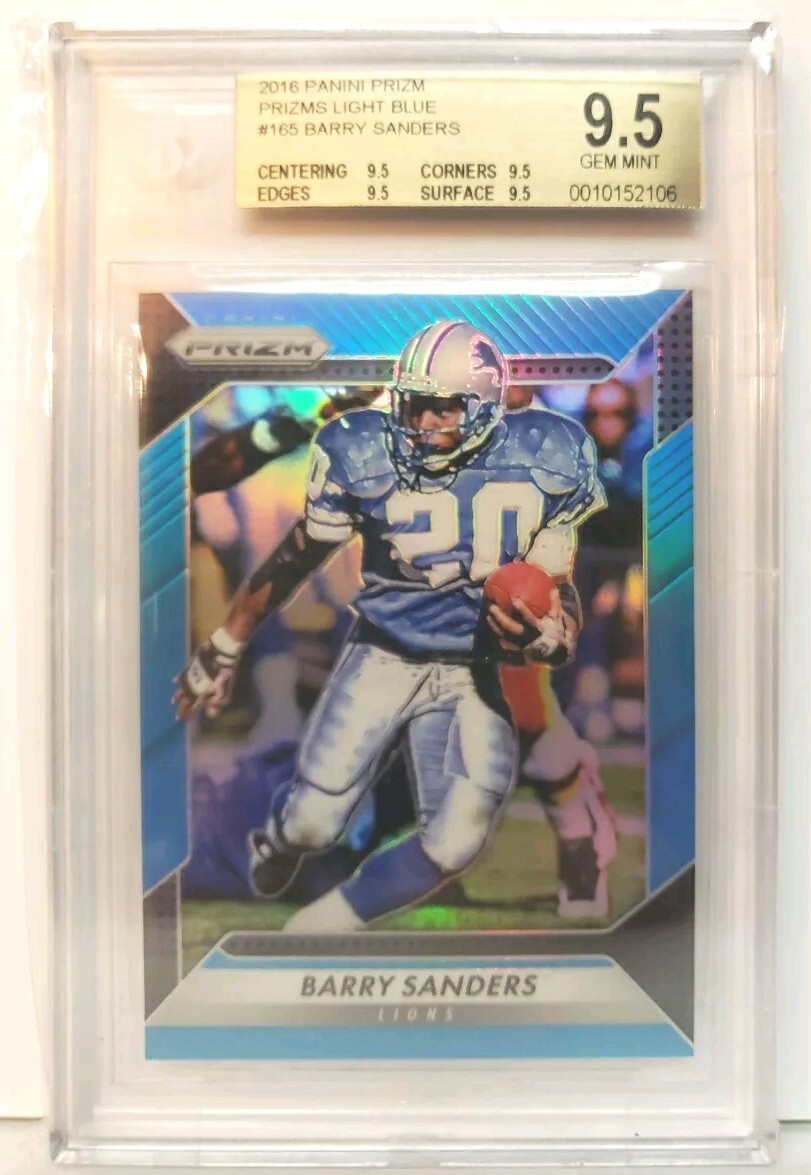 2016 Prizm Barry Sanders /199 Light Blue Prizm Beckett 9.5 Gem Mint #165