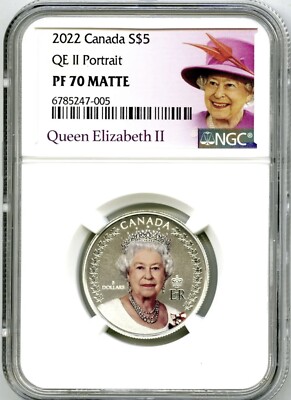 コレクション 2022  $5 QE II Portrait PF 70 2022 $5 CANADA SILVER PROOF NGC PF70 MATTE QUEEN ELIZABETH II
