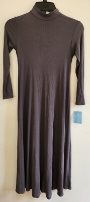 Pea Bee + Jae Girls Size 10 Maxi Grey Ribbed Mock Neck Shell Dress