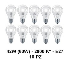10 Lampada/Lampadina alogena a risparmio energetico 42W (60W) E27 Goccia Cilvani