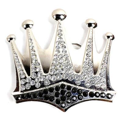 Royal Crown King Black & Clear Rhinestones HIP HOP Fashion Metal Belt Buckle