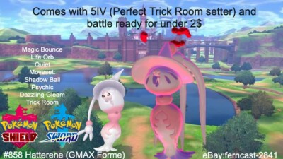 Pokemon Sword And Shield Shiny GMAX Hatterene 5IV Battle Ready Fast Delivery