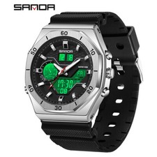SANDA Men Outdoor Leisure Sports Waterproof Watch Countdown Circular Wrist Watch