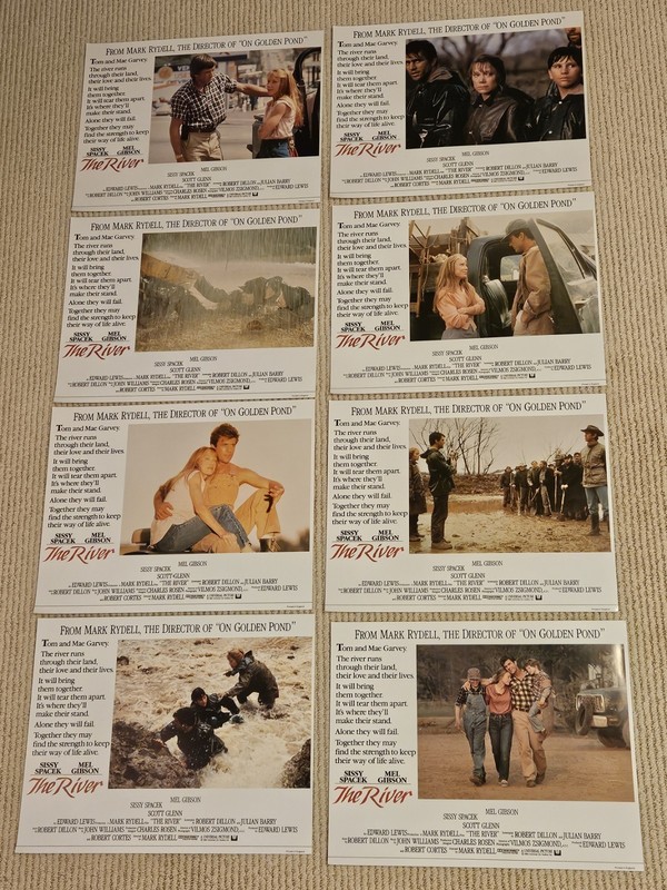The River 1984 Original UK fullsize 11x14 lobby set 8 cards Mel Gibson 
