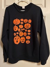Halloween Pumpkin Sweatshirt Size Large Black Color