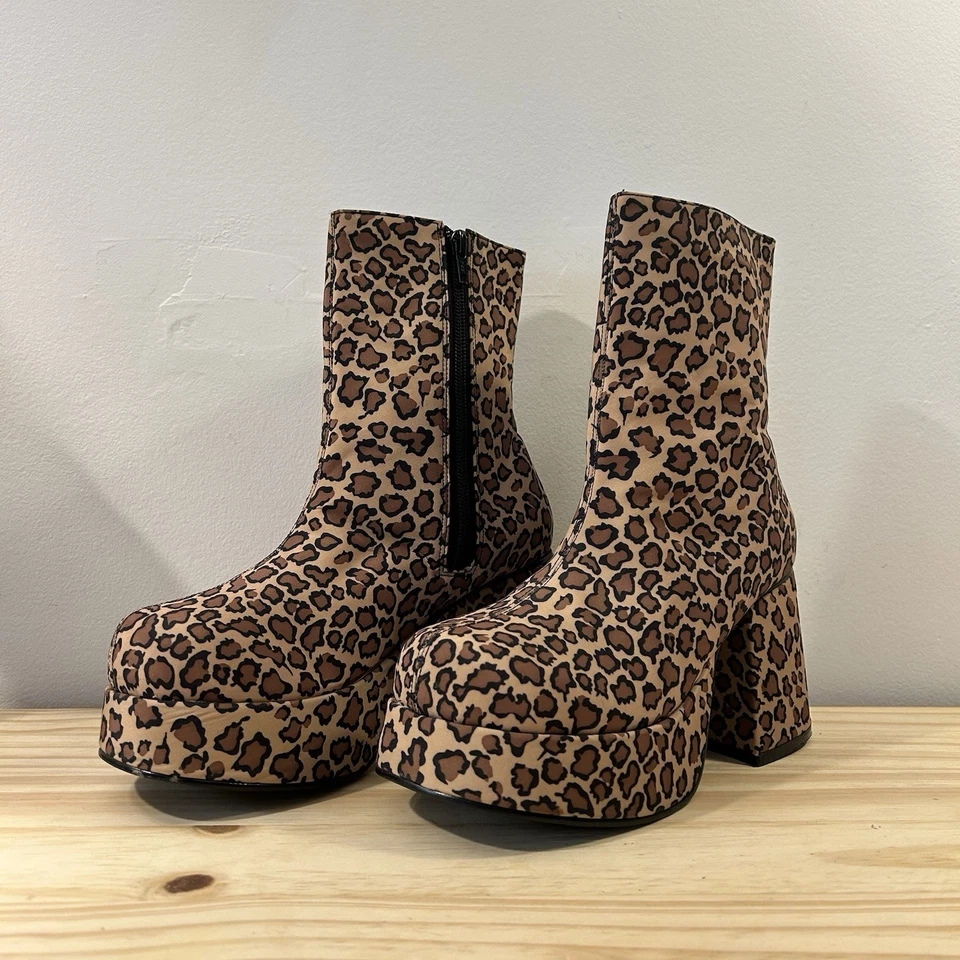 Botas de plataforma con estampado de guepardo leopardo Deadstock años 90 Baddie Bratz para mujer 7,5 Foto 3 de 4