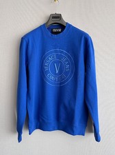 Versace Jeans Couture Sweatshirt XXL Size V-EmblIem Embroidered Logo Blue Cotton