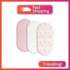 Gllquen Baby Muslin Bassinet Sheets 3 Pack, Breathable Elastic Cozy Fitted Cotto