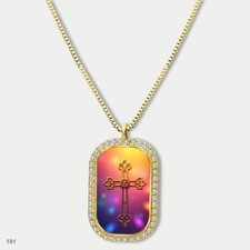 Gorgeous Colorful Jesus Christ Crucifix Cross Fashion Pendant Necklace Chain Pic