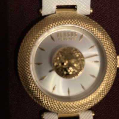 Versace VERSUS  Armbanduhr Weiß Gold Leder Neu Und Ungetragen