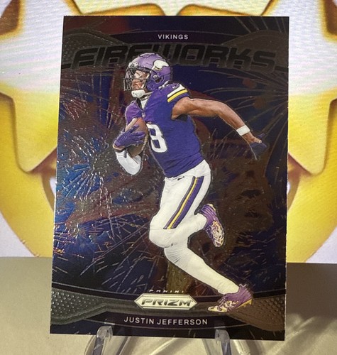 Justin Jefferson 2024 Panini Prizm #8 Minnesota Vikings Fireworks