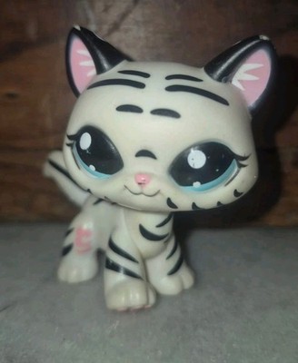 LPS White Striped Tiger #1498 Littlest Pet Shop  Hasbro Walking Cat Authentic