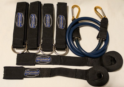 Lot of Bodylastics accessories (4 ankle straps, 2 door anchors, 19 lb band)