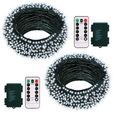 2 Pack String Lights Battery Operated, 33Ft 100 LED Christmas Fairy Lights Wa...