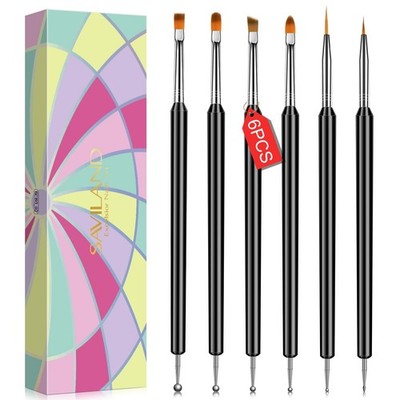 Saviland 6 Stück 6 Count (Pack of 1), 6-Piece Double-Ended Nail Brush Set 