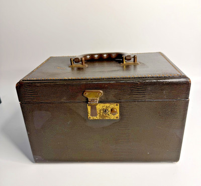 Vintage Norddeutscher Lloyd Bremen Travel Case Train Case Lizard Embossed German