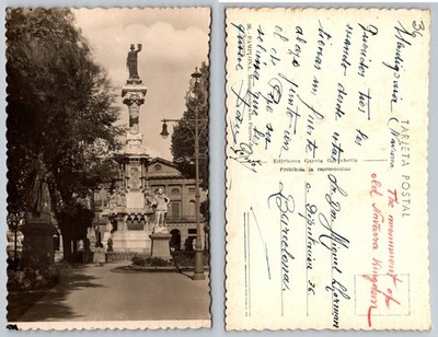Pamplona Monumento a los Fueros de Navarra RPPC Postcard Spain c.1920