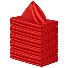 16 PCS Square Satin Napkins 20x20 Inch Bright Silk Table Napkin Wedding Red